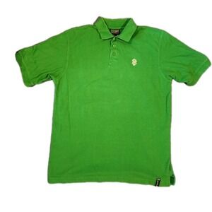 Y2k Southpole Polo Shirt‎ Men's XL Green 100% Cotton Logo Short Sleeve Vintage